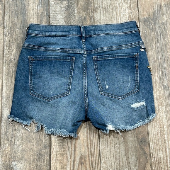 Express High Rise Shortie Womens Jeweled Distressed Frayed Shorts Size 2 - Picture 3 of 6